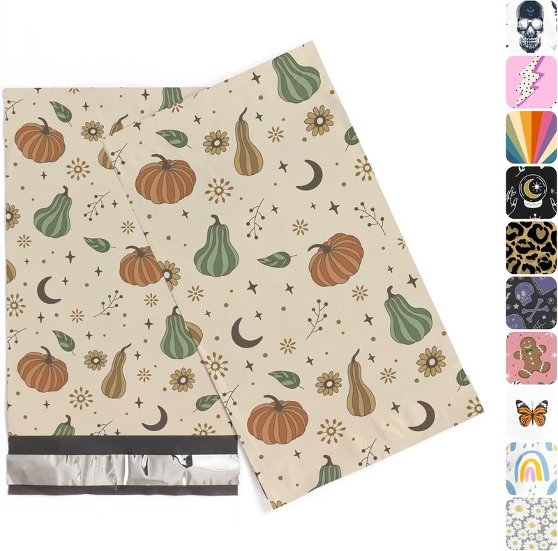 Package Mint 6x9 Poly Mailers – Autumn Pumpkins – Waterproof, Tear-Resistant Shipping Bags with Adhesive Seal – 200 Pack – - Image 1